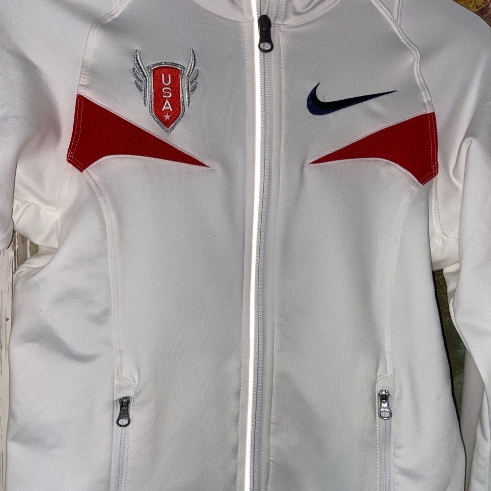 Vintage Nike Team USA White Full Zip Athletic Track Jacket Size XS Great!! - Picture 2 of 7